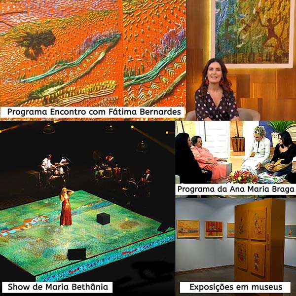 Matizes Dumont no programa de Fatima Bernardes, Ana Maria Braga, Show de Maria Bethânia e exposição